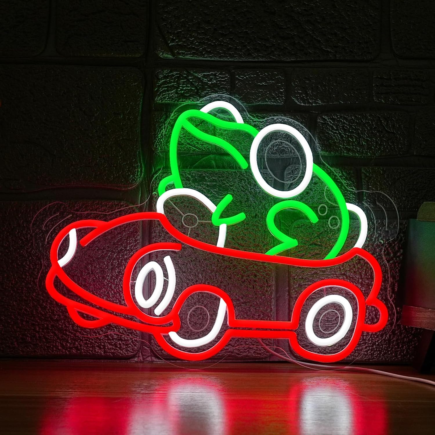 Neon Sign Party - Frog Driving Car Neon Sign Art