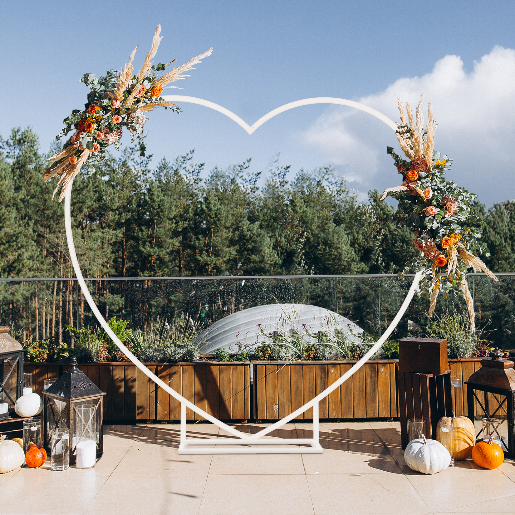Balloon Arch Kit - Heart Shaped White Metal Balloon Arch