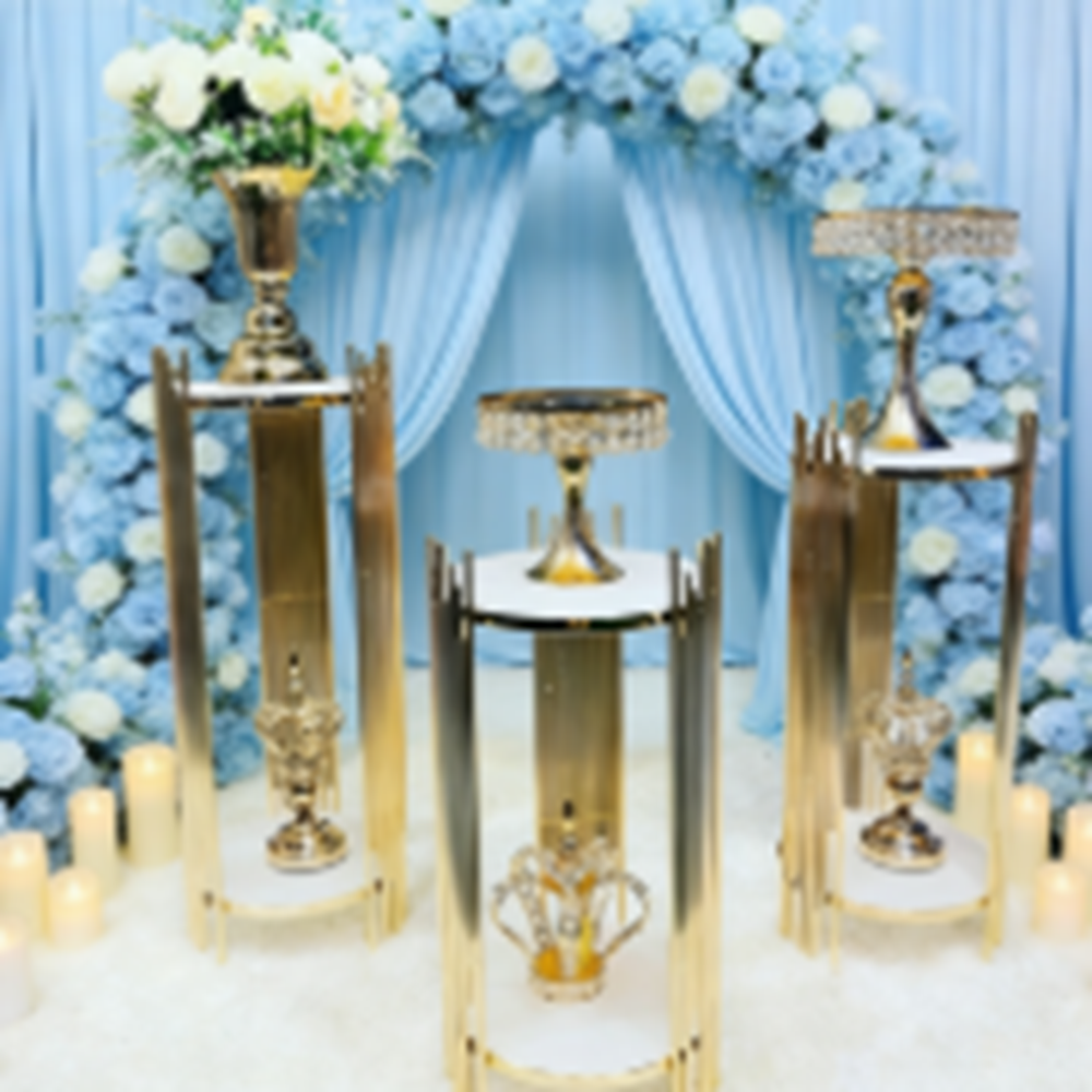 decoration gold metal walkway  - Dessert Table Backdrop avaliação e preço