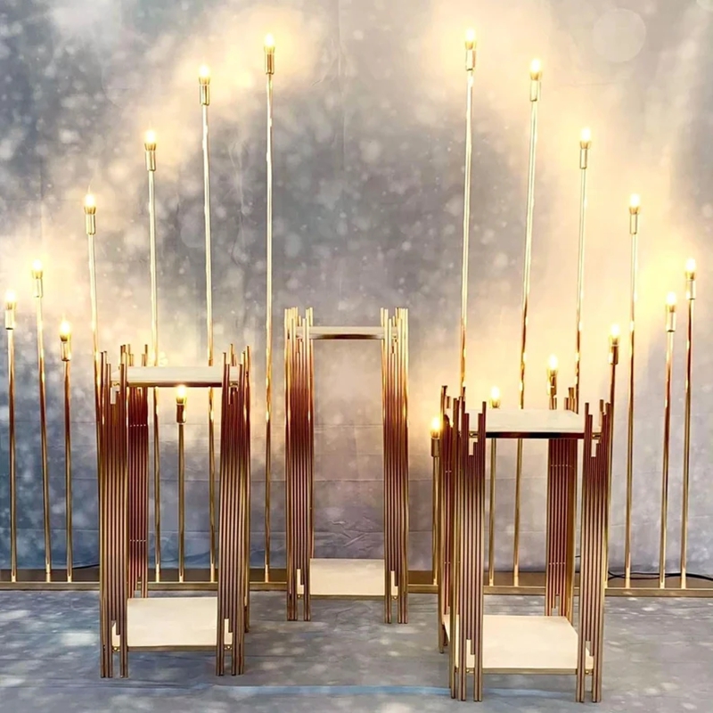 decoration gold metal walkway  - Dessert Table Backdrop avaliação e preço