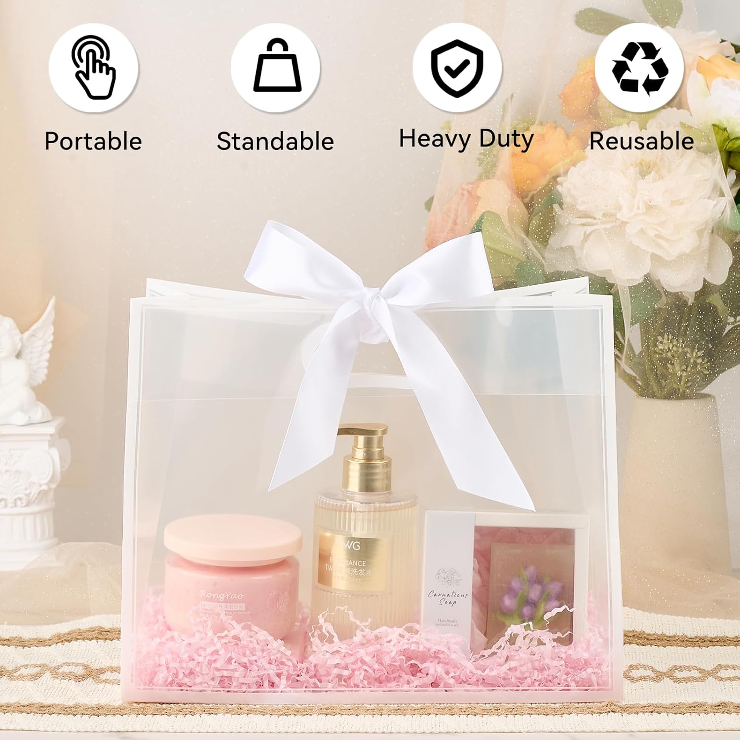 Clear Plastic Gift Bags with H - Party Favor Bag avaliação e preço