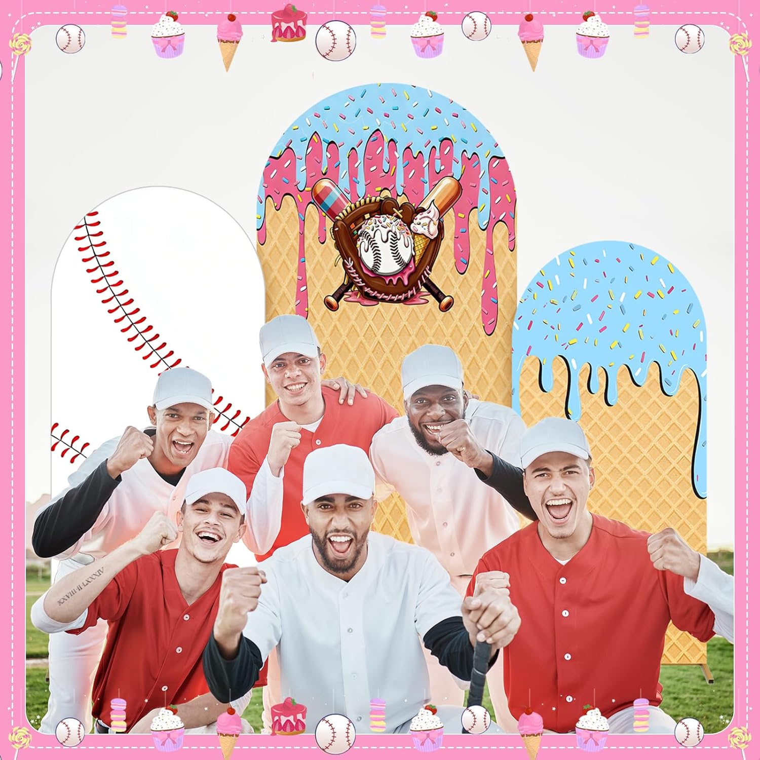Baseball Ice Cream Drip Arch B - Dessert Table Backdrop avaliação e preço