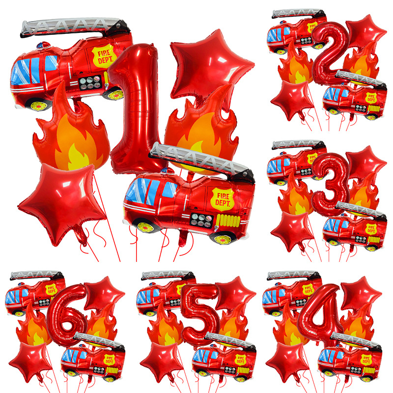 7PCS Fire Truck Themed Flame N - Balloon Arch Kit avaliação e preço