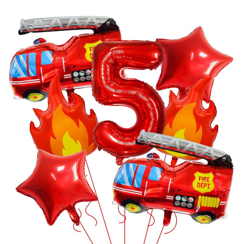 7PCS Fire Truck Themed Flame N - Balloon Arch Kit avaliação e preço