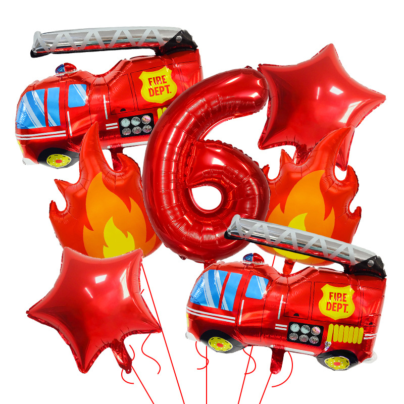 7PCS Fire Truck Themed Flame N - Balloon Arch Kit avaliação e preço