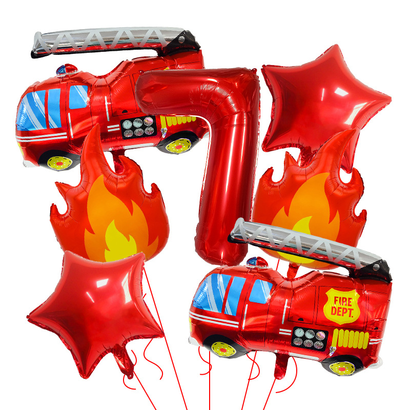 7PCS Fire Truck Themed Flame N - Balloon Arch Kit avaliação e preço