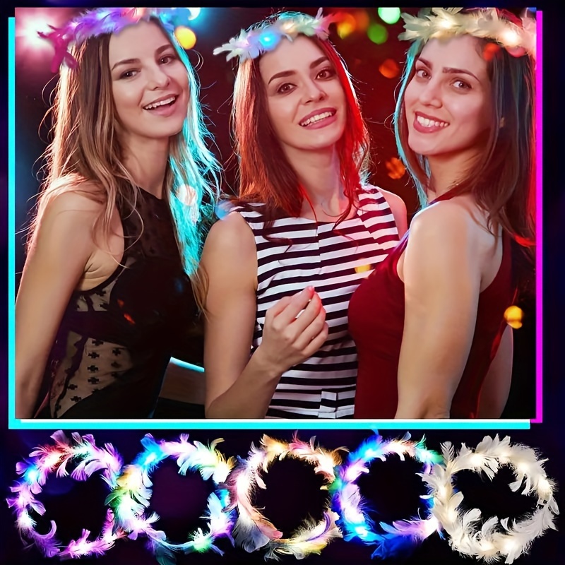10pcs LED Feather Wreath Crown - Cotton Candy Cone avaliação e preço
