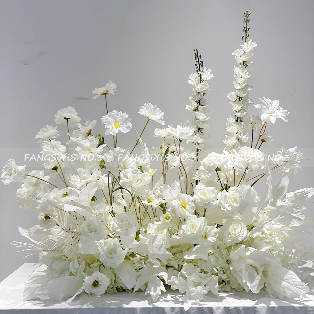 100/50CM Artificial White Rose - Flower Wall Panel avaliação e preço