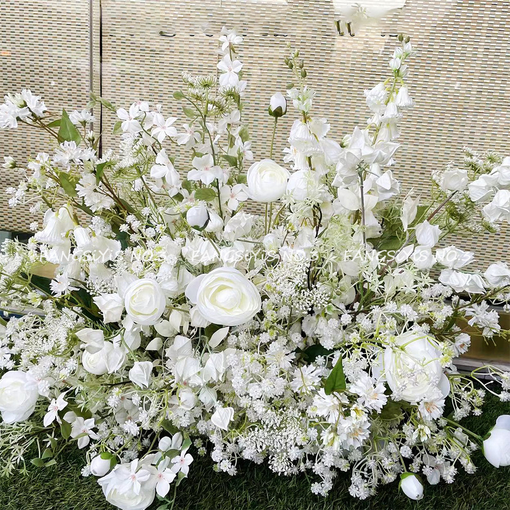 100/50CM Artificial White Rose - Flower Wall Panel avaliação e preço