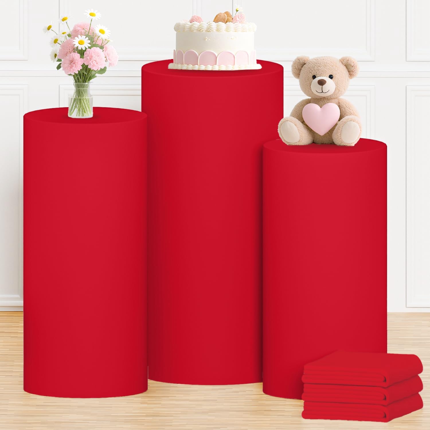 Yeele Red Cylinder Stand Cover - Dessert Table Backdrop avaliação e preço