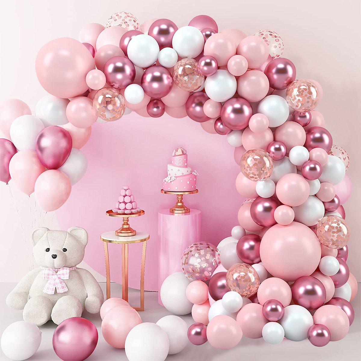 Pink Macaron Balloons Garland  - Balloon Arch Kit avaliação e preço