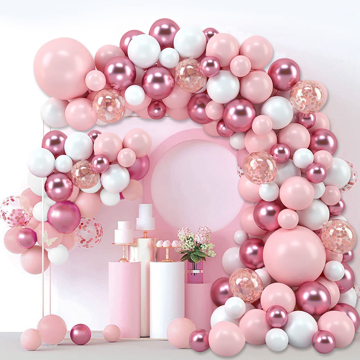 Pink Macaron Balloons Garland  - Balloon Arch Kit avaliação e preço