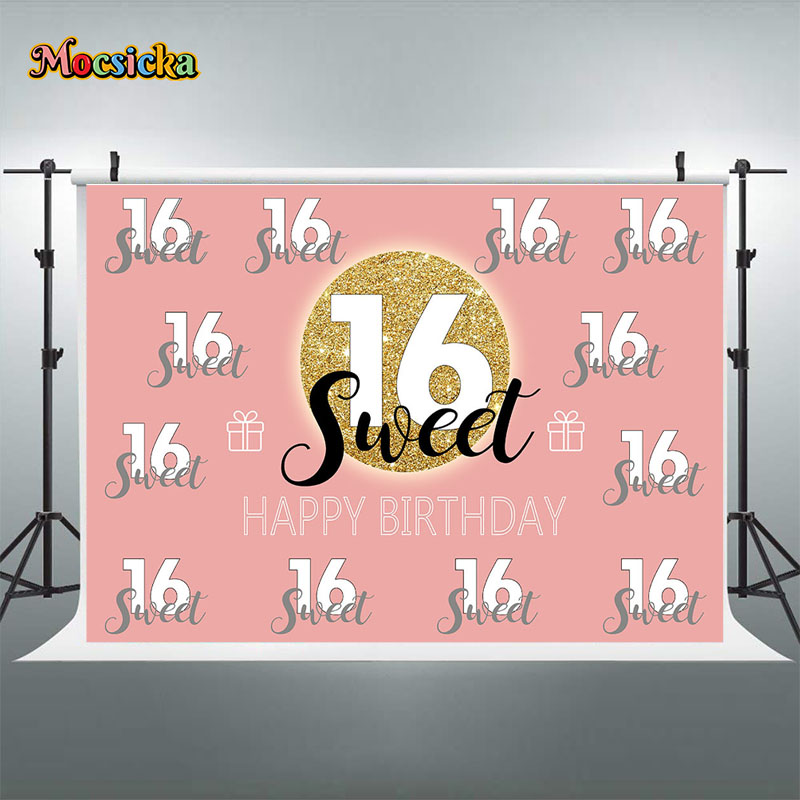 Mocsicka Sweet 16 Birthday Bac - Dessert Table Backdrop avaliação e preço