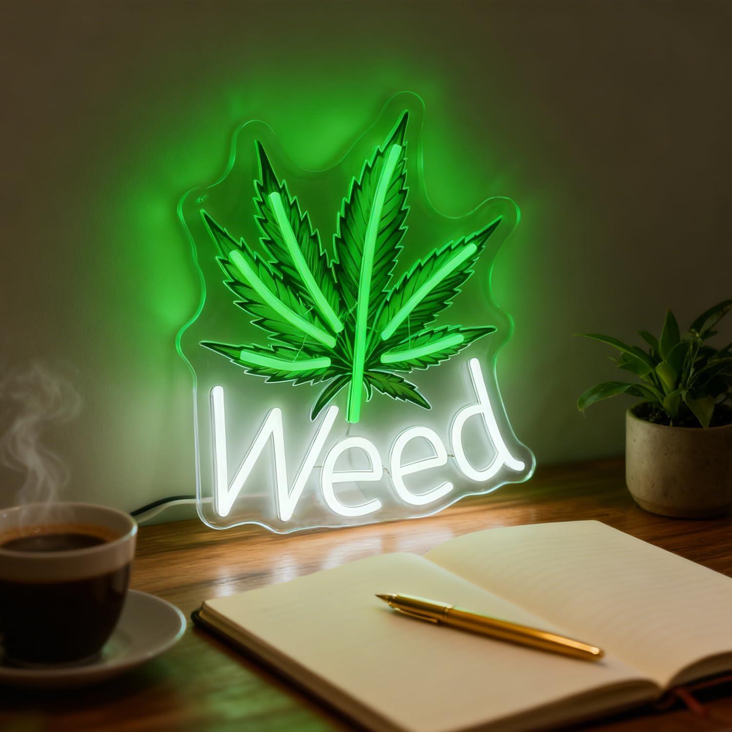 Weed Neon Sign Leaf LED Lights - Neon Sign Party avaliação e preço