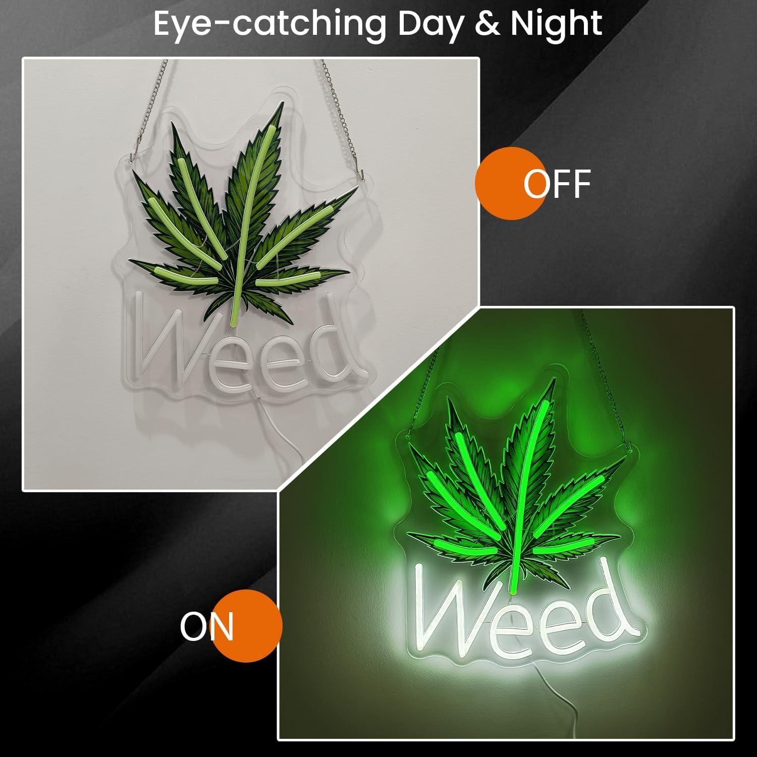 Weed Neon Sign Leaf LED Lights - Neon Sign Party avaliação e preço