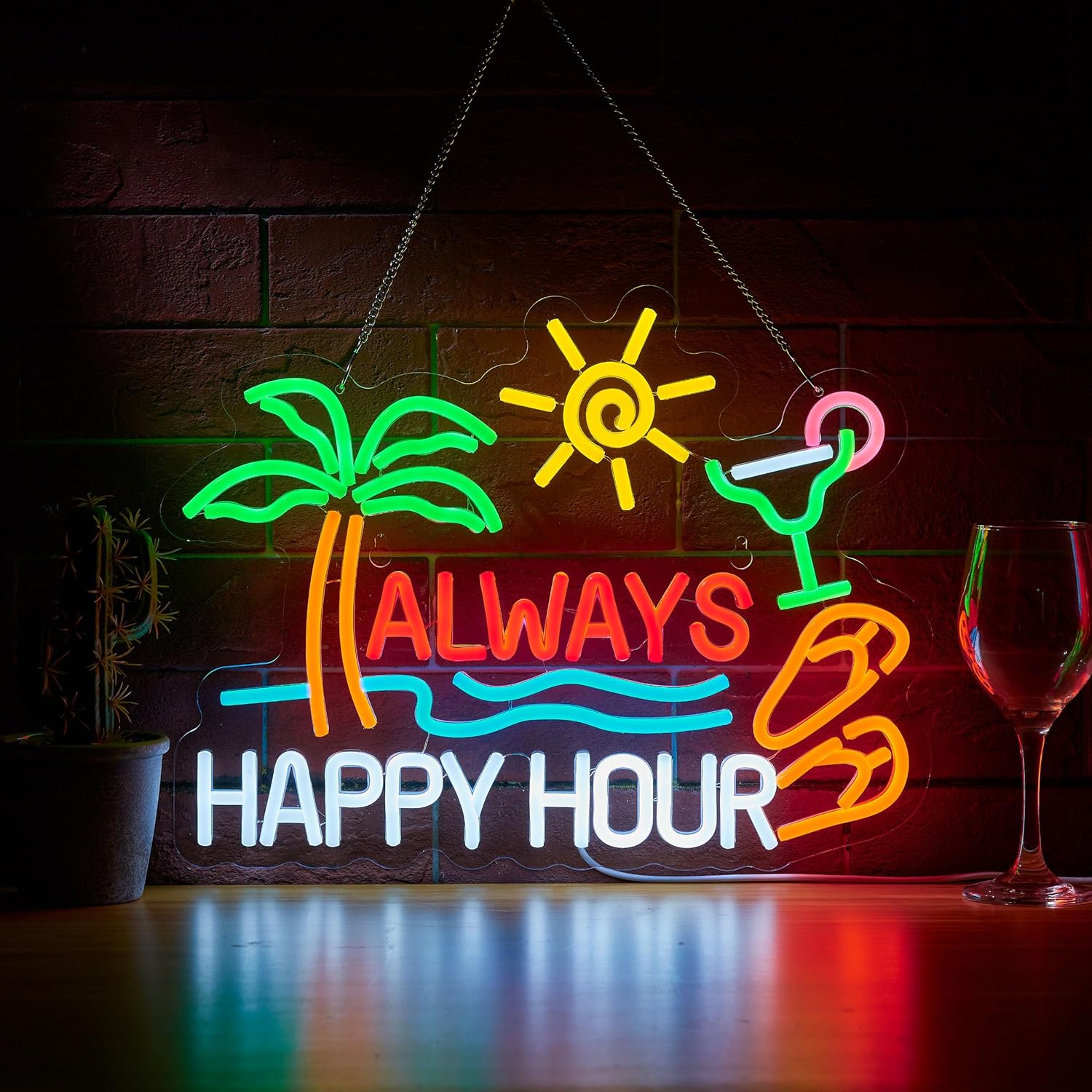 Always Happy Hour Beer Bar Neo - Neon Sign Party avaliação e preço