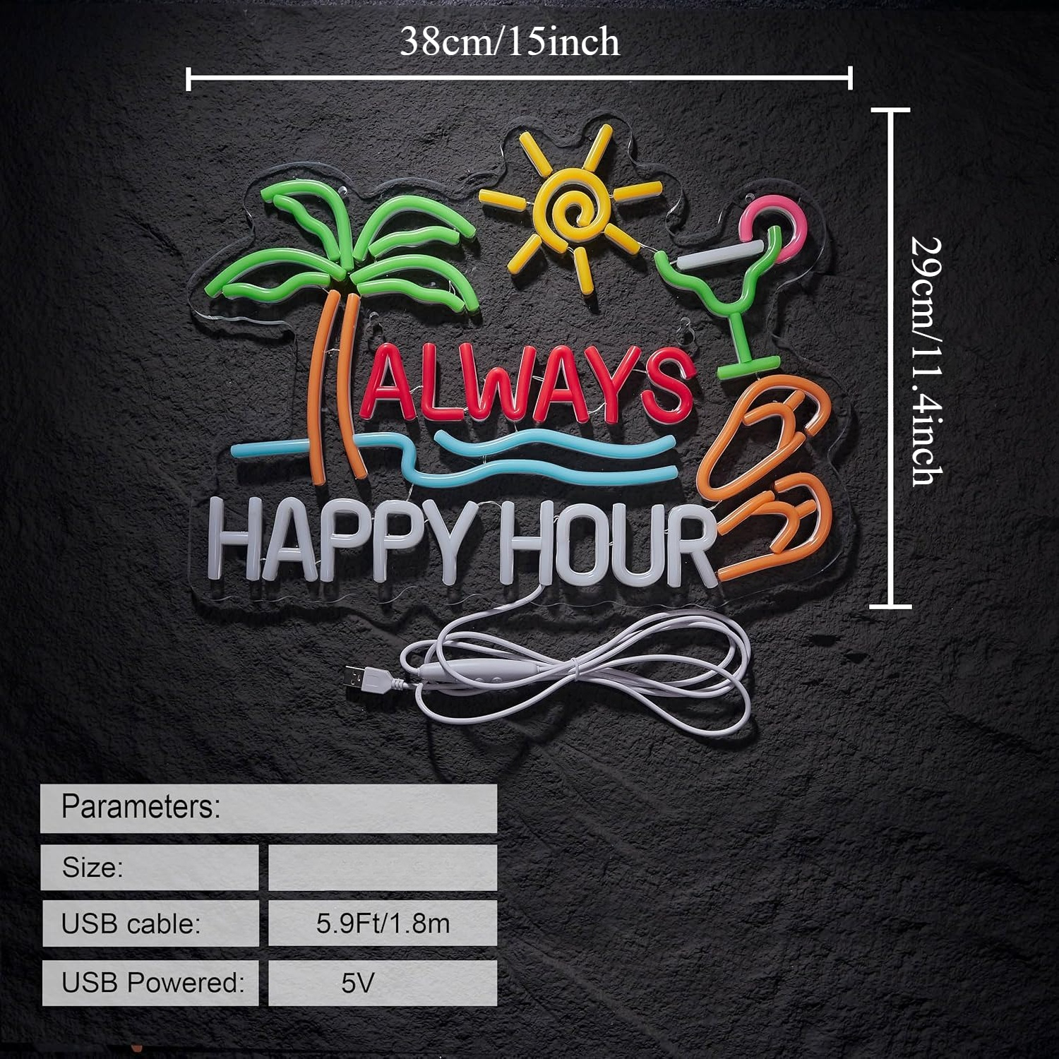 Always Happy Hour Beer Bar Neo - Neon Sign Party avaliação e preço