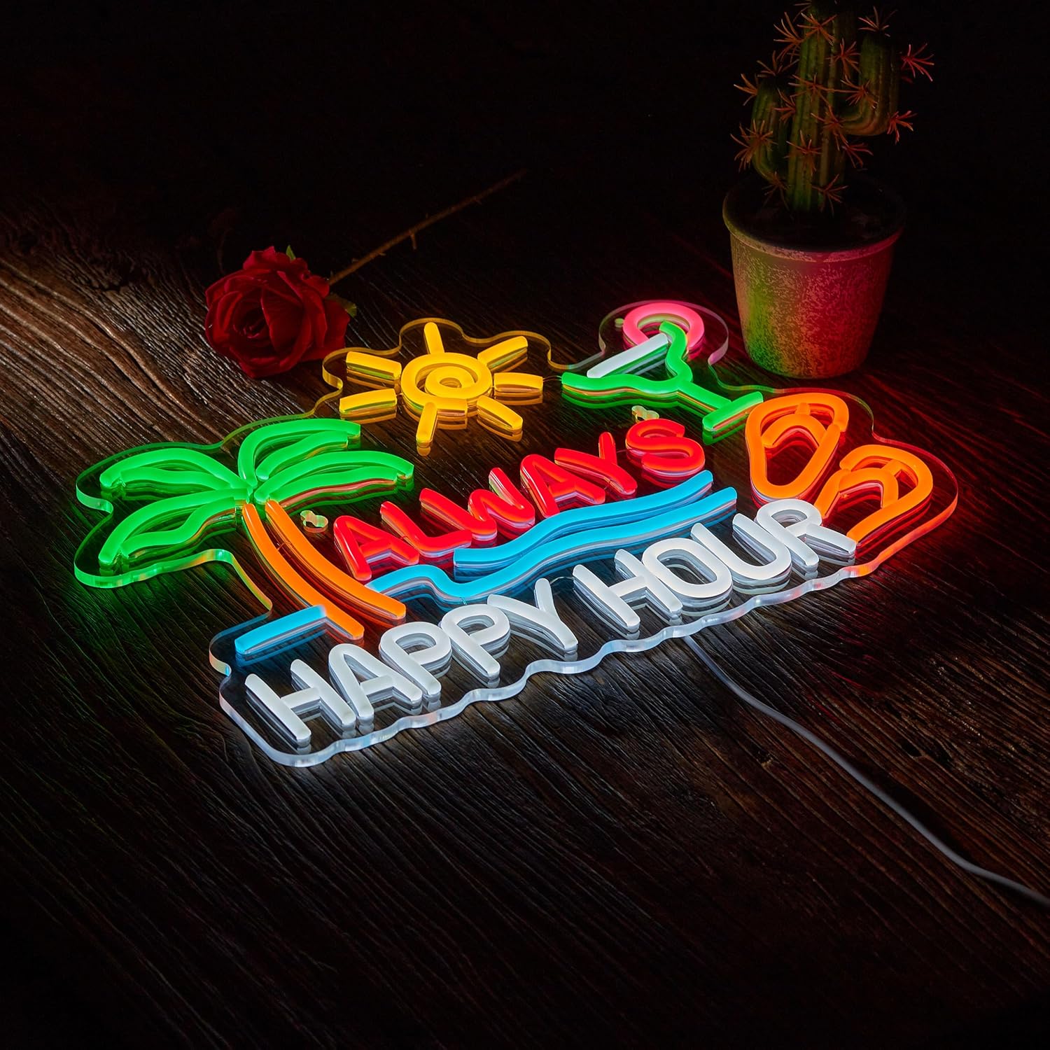 Always Happy Hour Beer Bar Neo - Neon Sign Party avaliação e preço