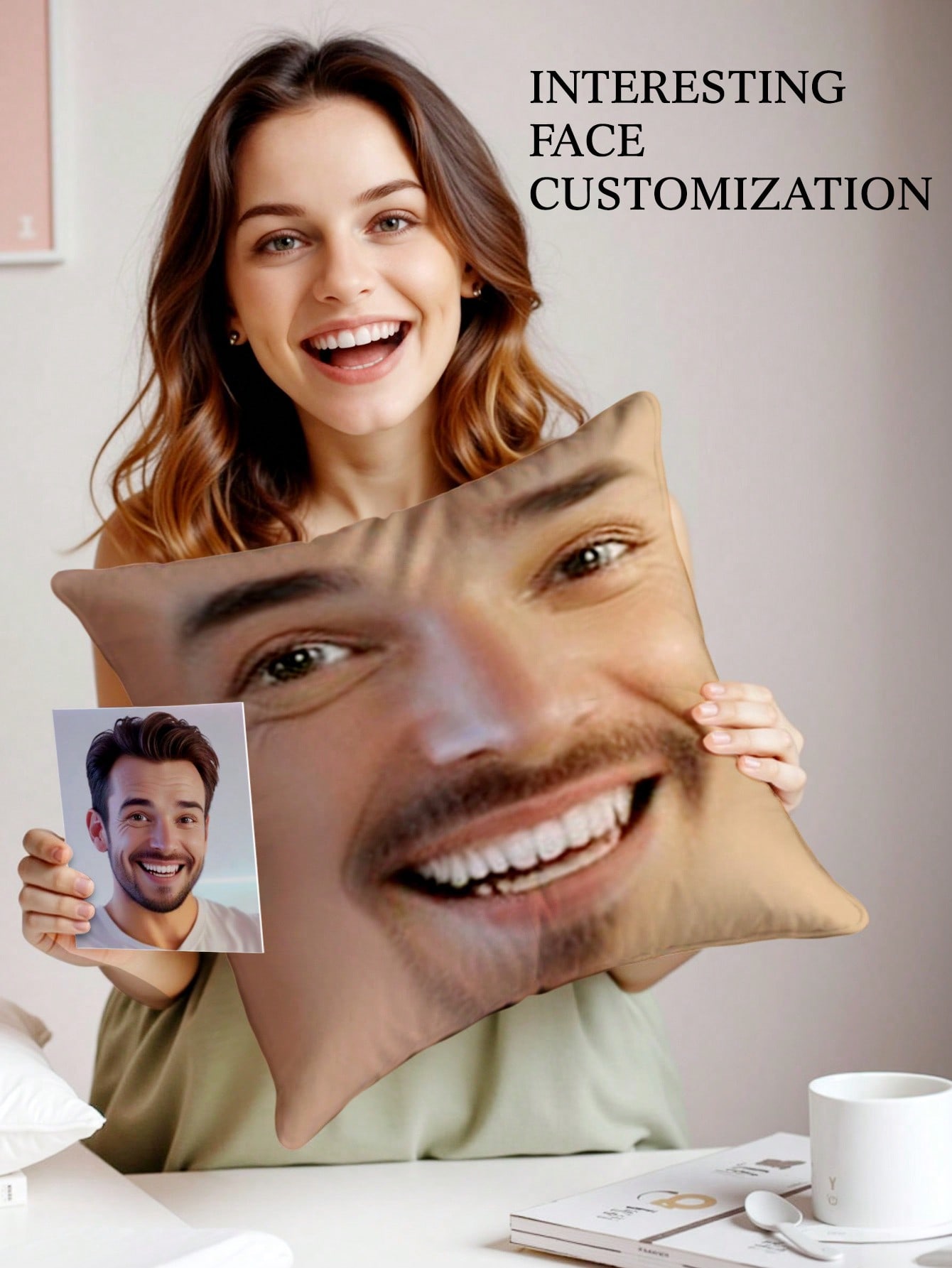 1pc Custom Face Square Pillow  - Eve Party avaliação e preço