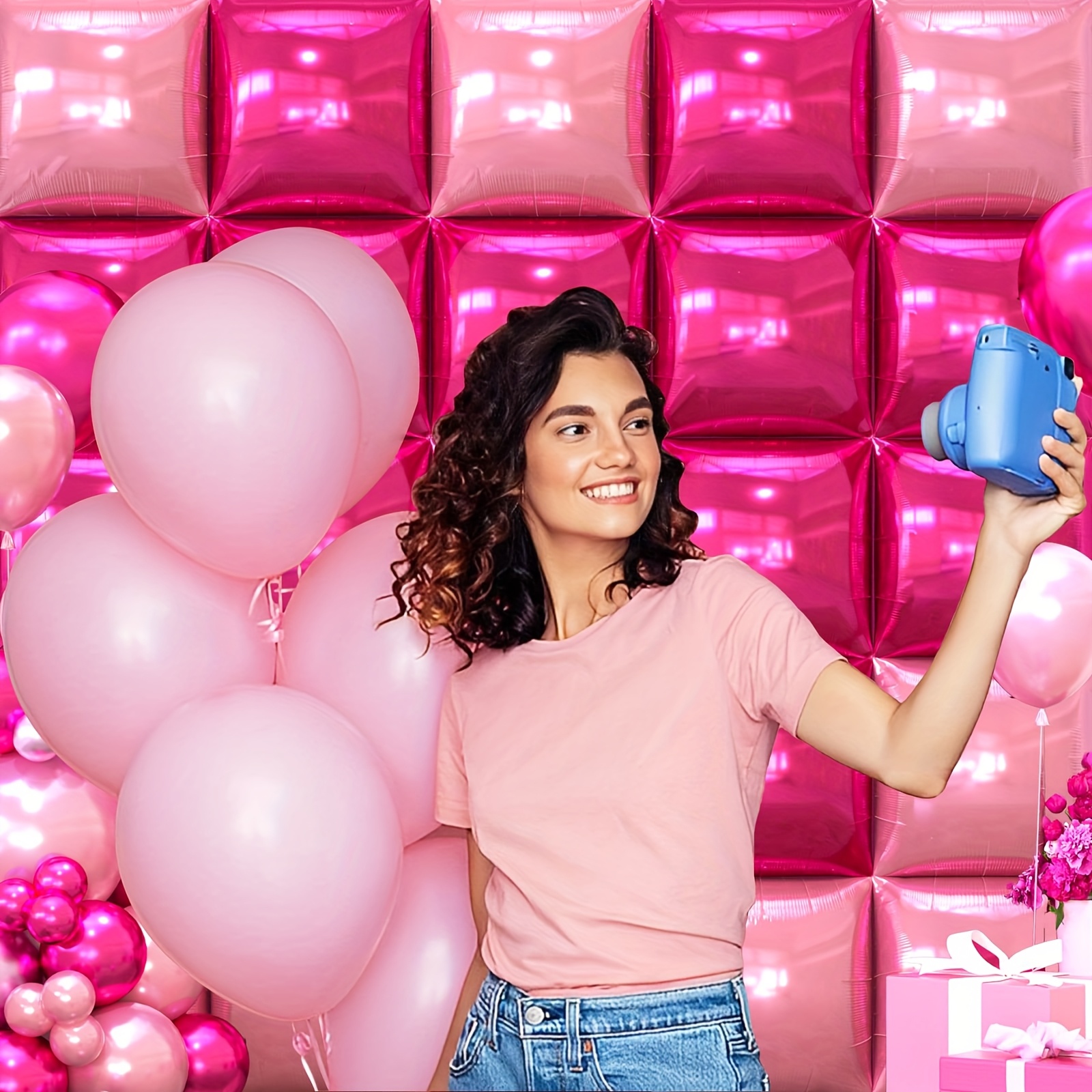 25pcs Magenta Pink Square Foil - Balloon Arch Kit avaliação e preço
