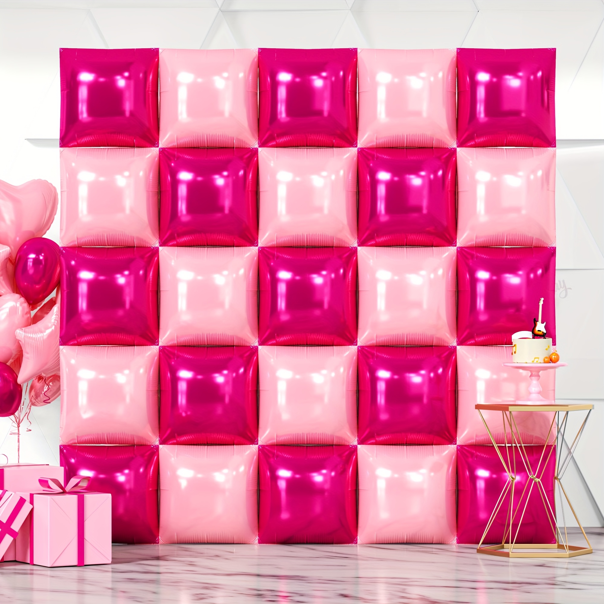 25pcs Magenta Pink Square Foil - Balloon Arch Kit avaliação e preço