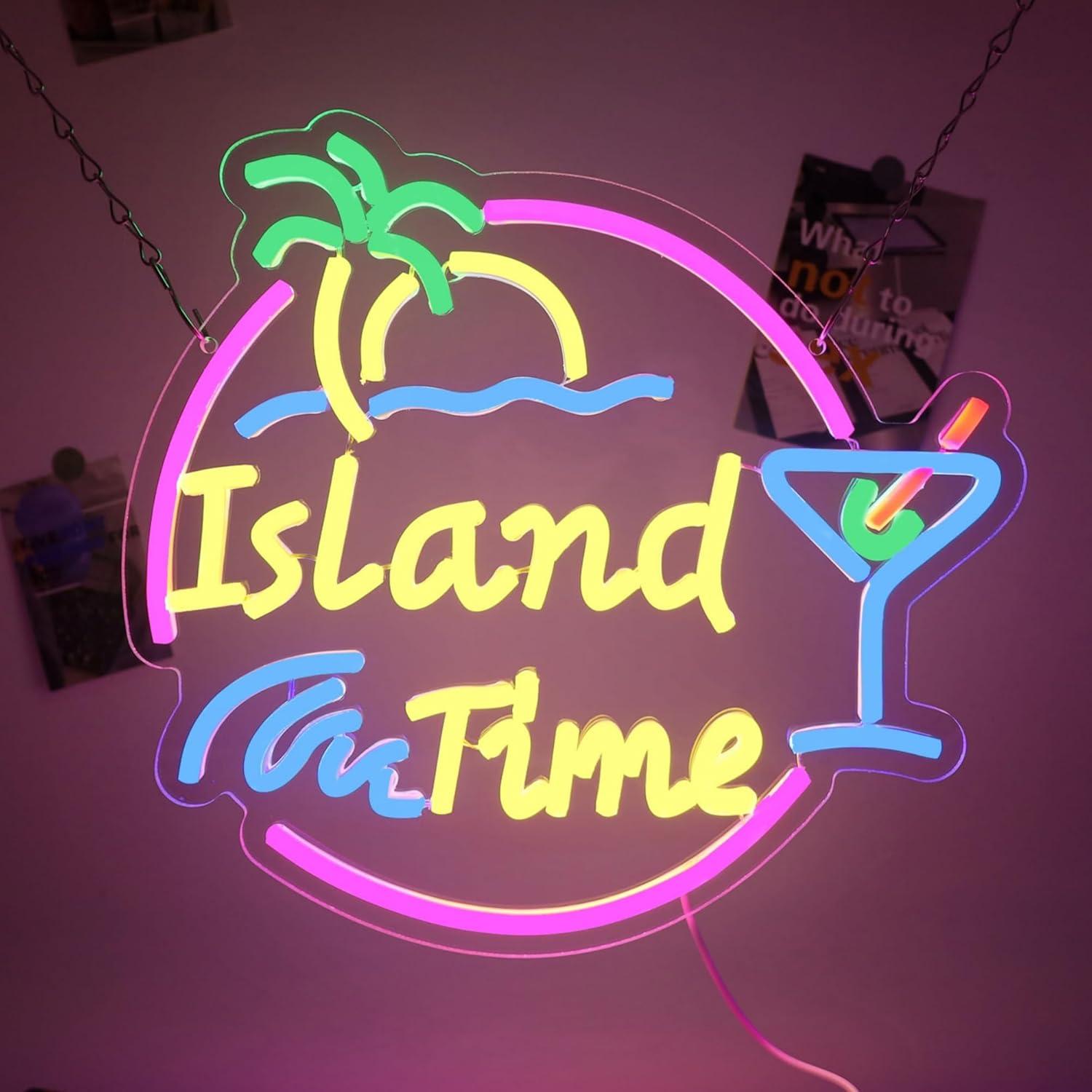 Island Time Neon Sign LED Ligh - Neon Sign Party avaliação e preço
