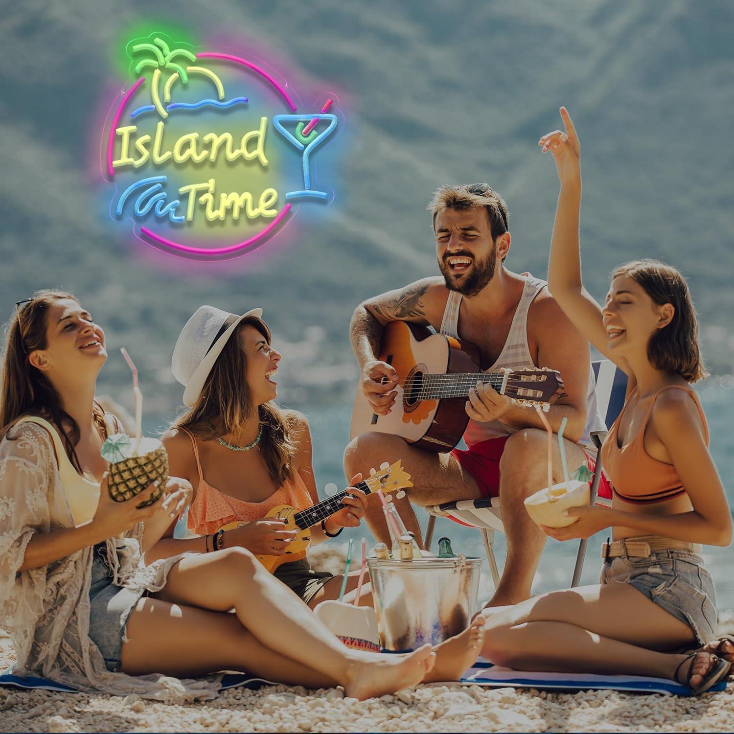 Island Time Neon Sign LED Ligh - Neon Sign Party avaliação e preço