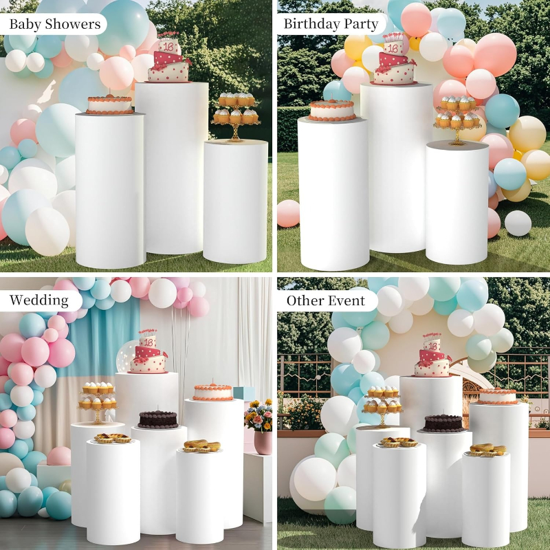 White Wedding Party Cylinder S - Dessert Table Backdrop avaliação e preço