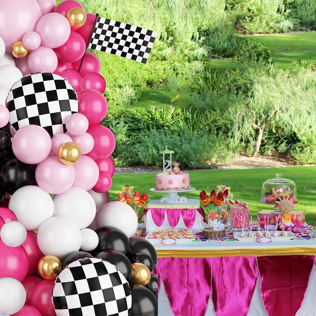 116Pcs Pink Race Car Balloon A - Balloon Arch Kit avaliação e preço