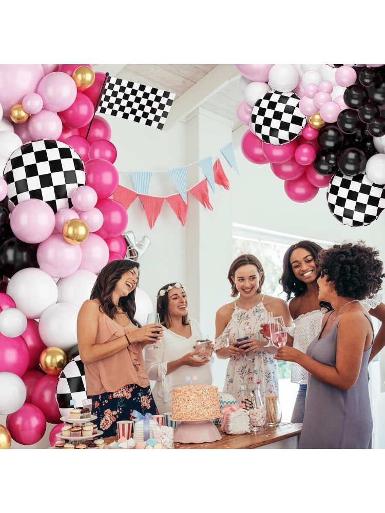 116Pcs Pink Race Car Balloon A - Balloon Arch Kit avaliação e preço
