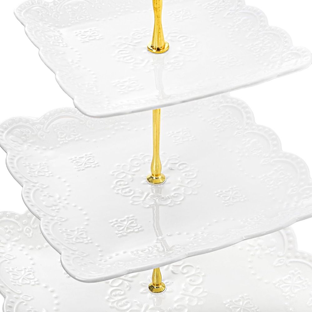 2 Pack 3-Tier White Ceramic Em - Cupcake Stand Tier avaliação e preço