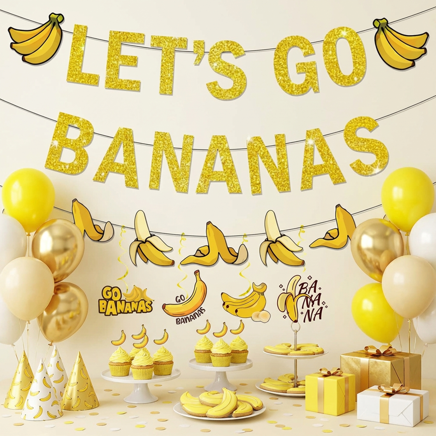 Yellow Bananas Birthday Banner - Let'S Party Event Supply avaliação e preço