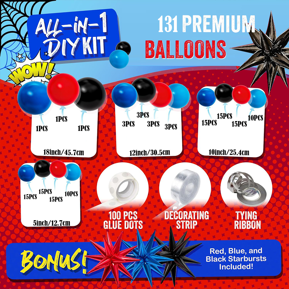 Black Red Blue Latex Balloons  - Balloon Arch Kit avaliação e preço