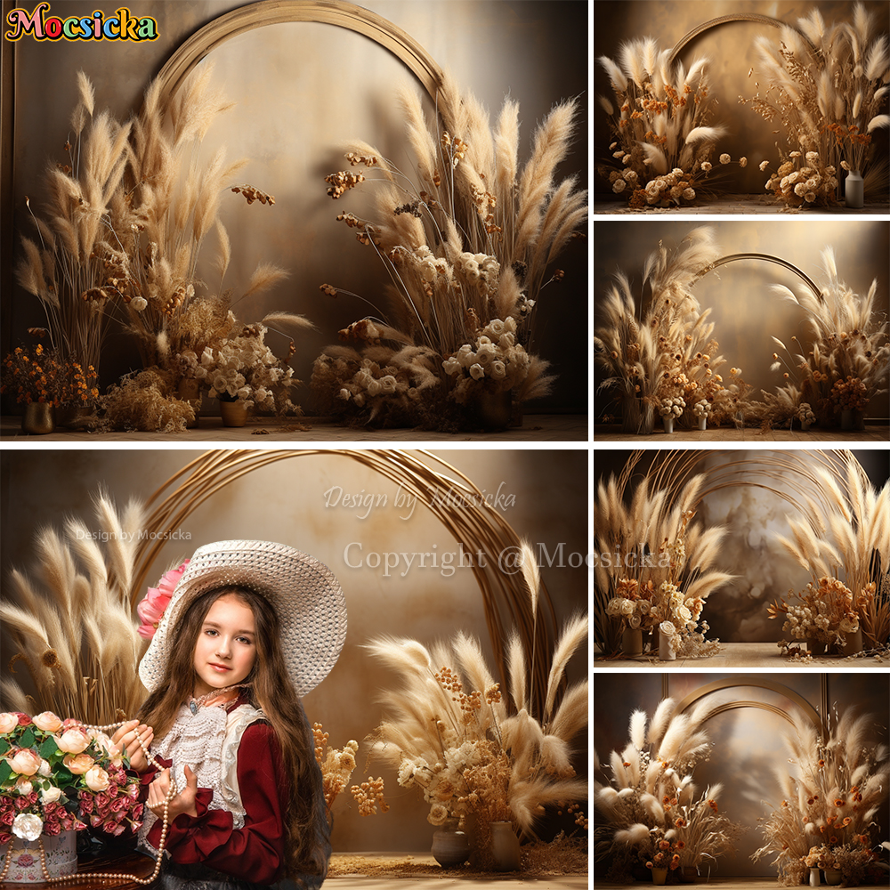 Mocsicka Boho Retro Brown Phot - Dessert Table Backdrop avaliação e preço