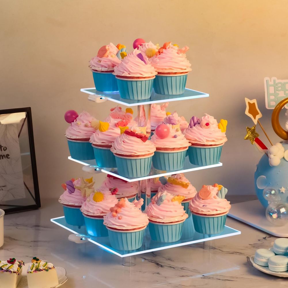 3-Tier Acrylic Cupcake Tower w - Cupcake Stand Tier avaliação e preço