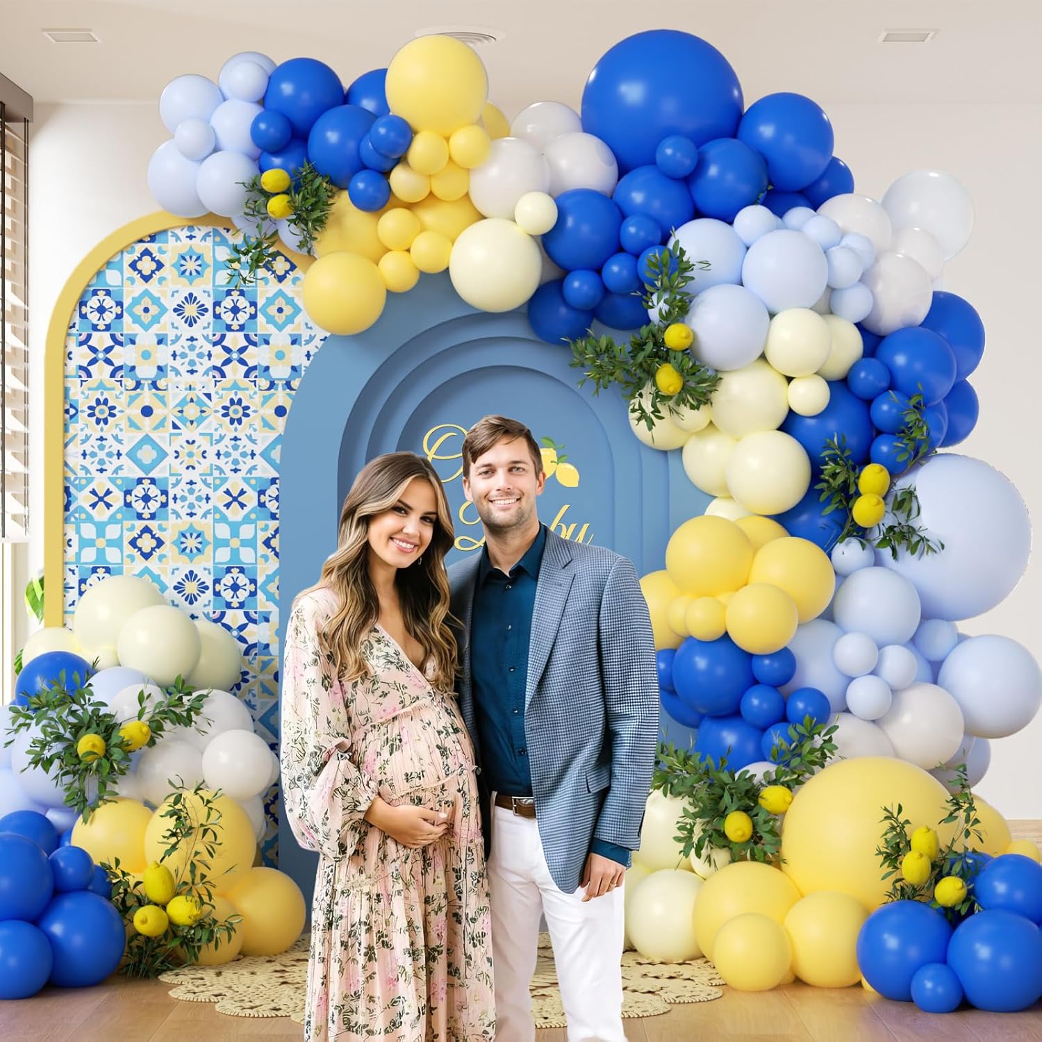 116Pcs Blue and Yellow Balloon - Balloon Arch Kit avaliação e preço