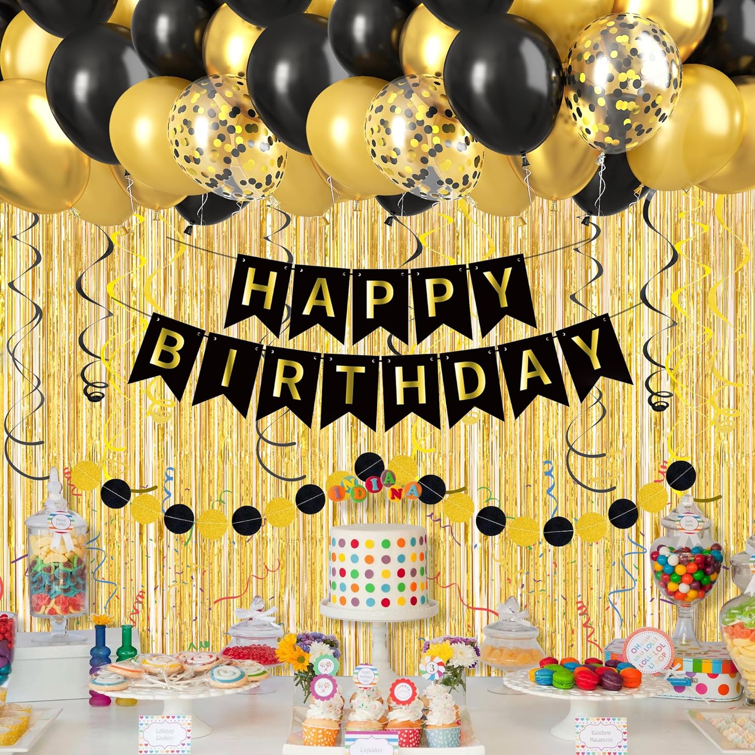 Black Gold Happy Birthday Deco - Balloon Arch Kit avaliação e preço