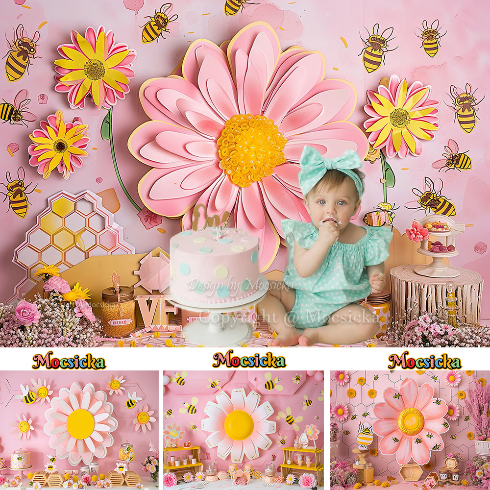 Mocsicka Sweet Daisy Girl Birt - Dessert Table Backdrop avaliação e preço