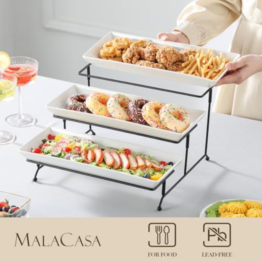 3 Tier Serving Tray Porcelain  - Cupcake Stand Tier avaliação e preço