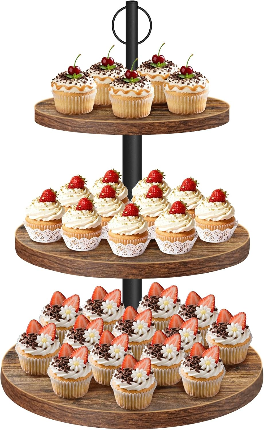 3-Tier Rustic Wood Cupcake Sta - Cupcake Stand Tier avaliação e preço