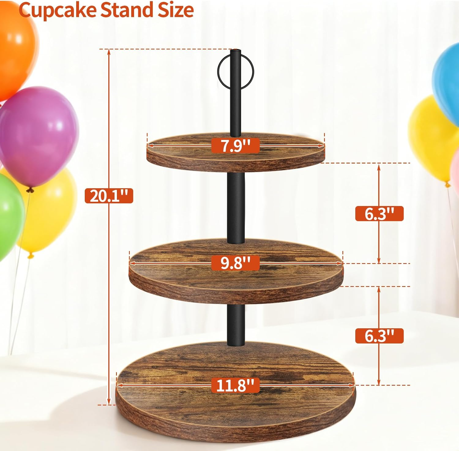 3-Tier Rustic Wood Cupcake Sta - Cupcake Stand Tier avaliação e preço