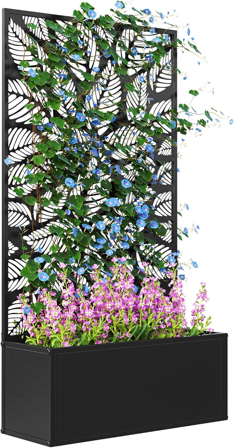 Metal Raised Garden Bed with T - Flower Wall Panel avaliação e preço