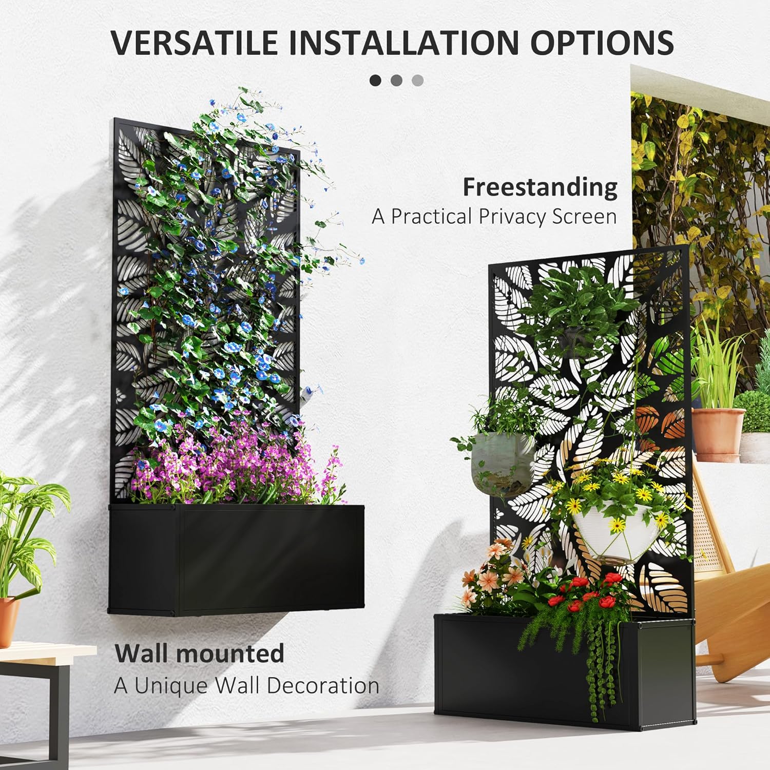 Metal Raised Garden Bed with T - Flower Wall Panel avaliação e preço