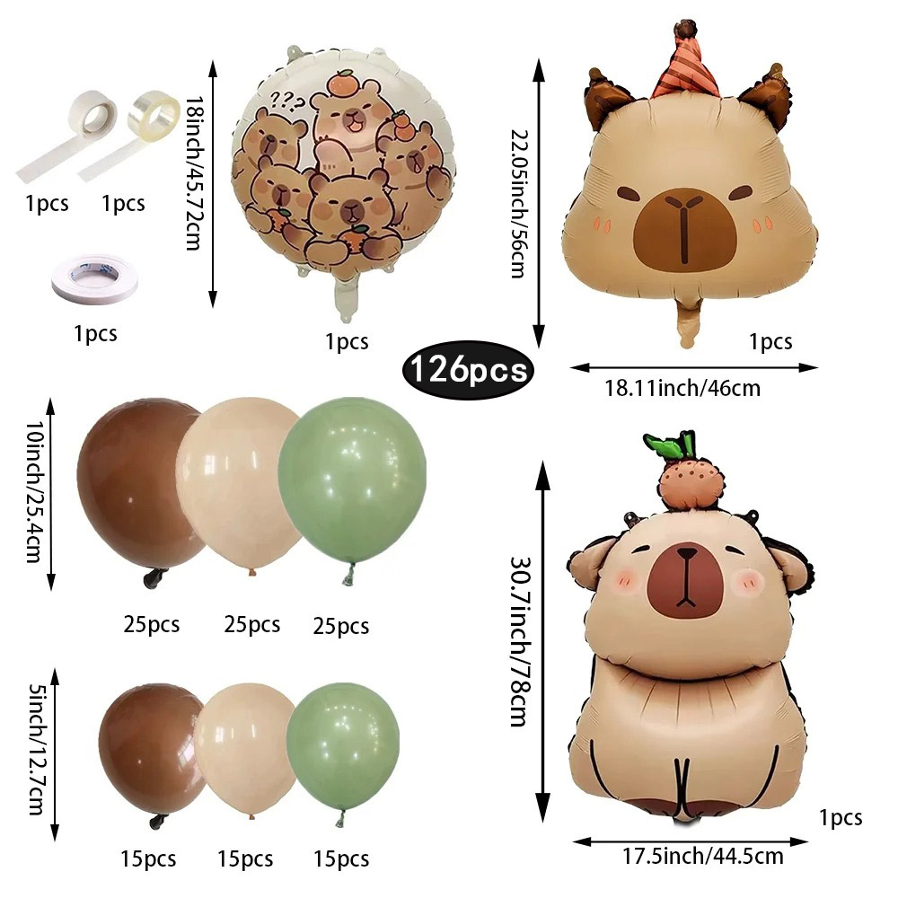 126pcs Cartoon Capybara Wreath - Balloon Arch Kit avaliação e preço