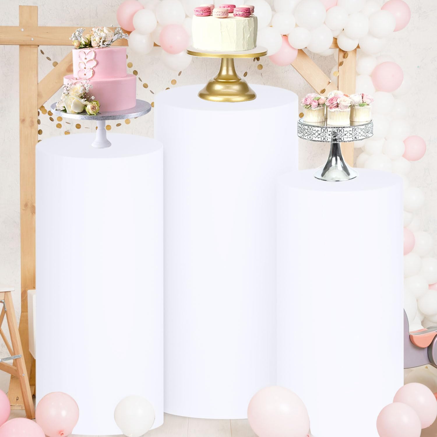 Yeele 1PCS/3PCS/5PCS White Cyl - Dessert Table Backdrop avaliação e preço