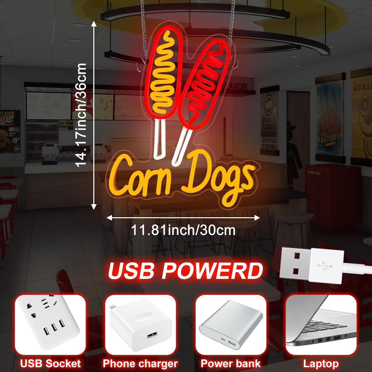 Corn Dog Neon Sign Snack USB D - Neon Sign Party avaliação e preço
