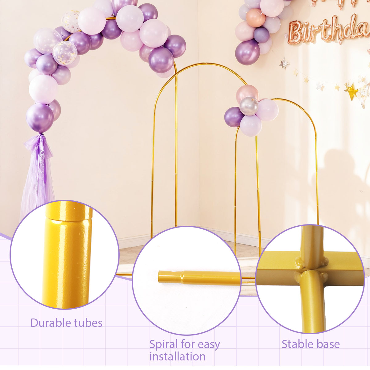 3Pack Golden Metal Arch Kits,  - Balloon Arch Kit avaliação e preço