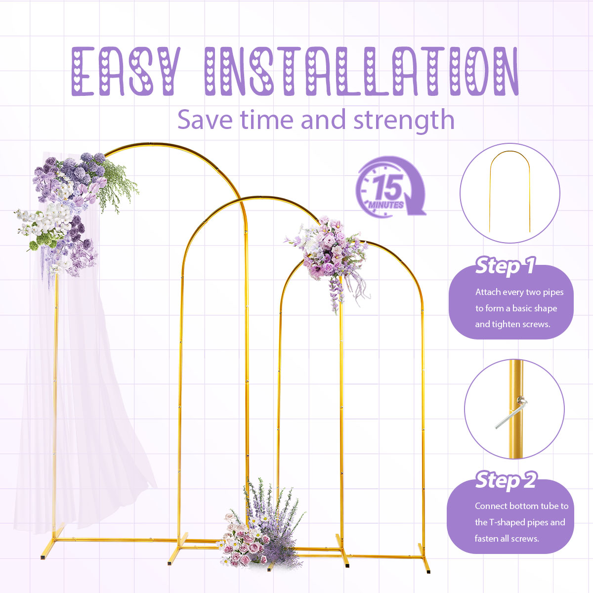 3Pack Golden Metal Arch Kits,  - Balloon Arch Kit avaliação e preço