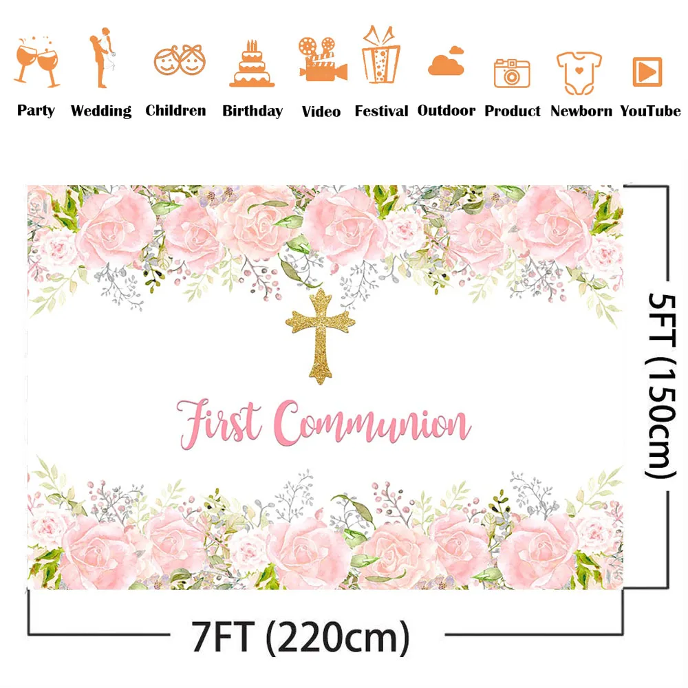 First Holy Communion Birthday  - Dessert Table Backdrop avaliação e preço