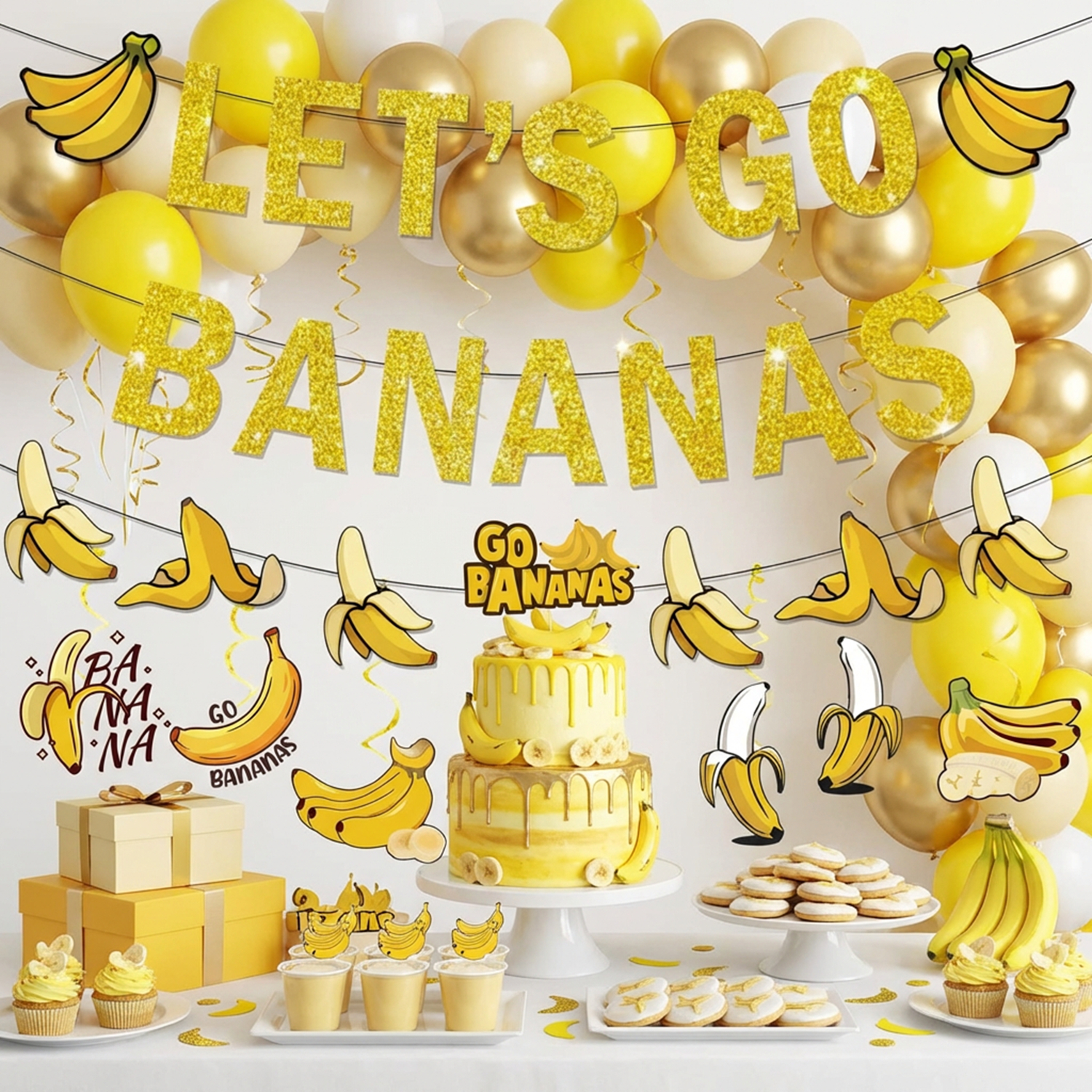 1Set Yellow Bananas Birthday B - Let'S Party Event Supply avaliação e preço